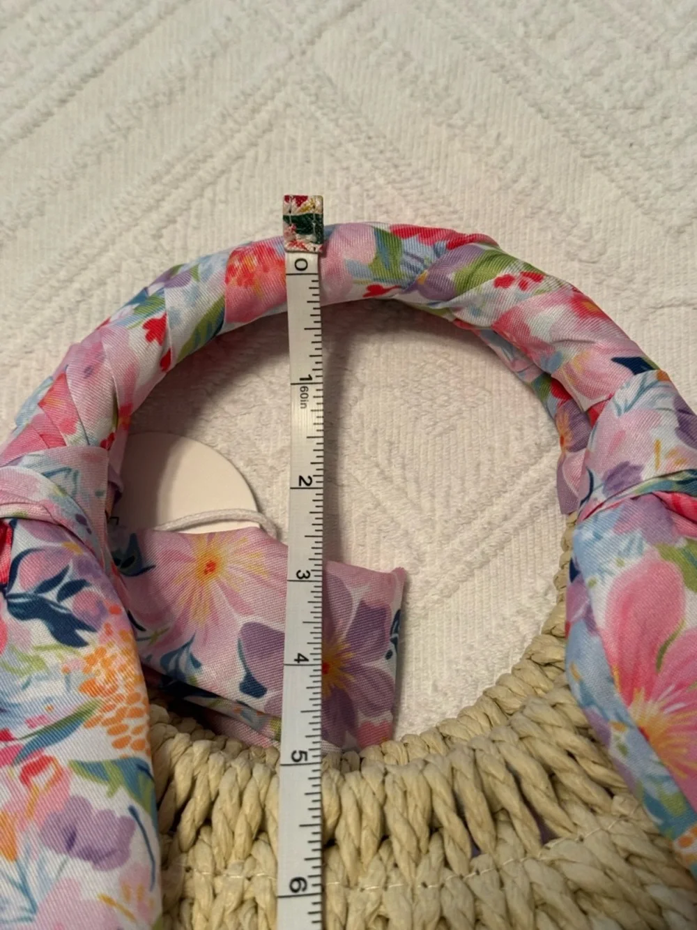 Tote - straw - scarf wrapped handles - small 15.5x3x8. Cute & perfect New NWT - Picture 11 of 12